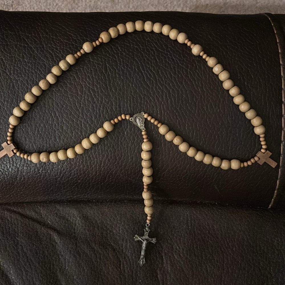Vintage rosary - Bethlehem Classic Olive Wood Beads Rosary - Handmade Crucifix